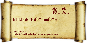 Wittek Kálmán névjegykártya