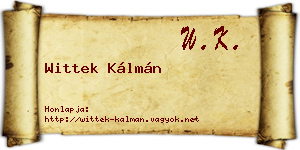 Wittek Kálmán névjegykártya